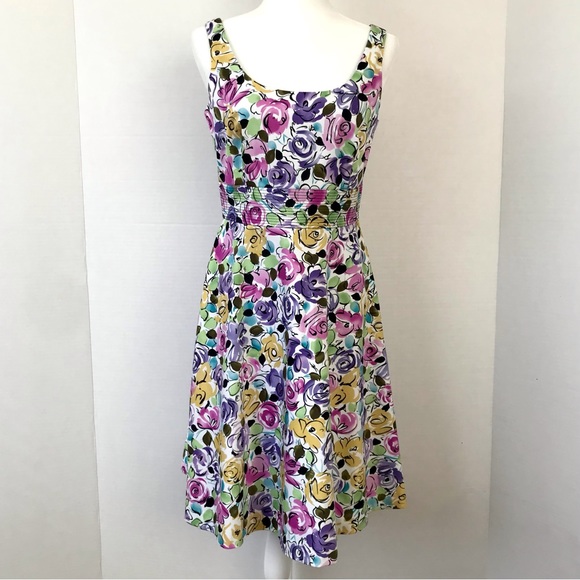Donna Ricco Multi Color Abstract Floral Flowers Sleeveless Dress - Picture 8 of 10